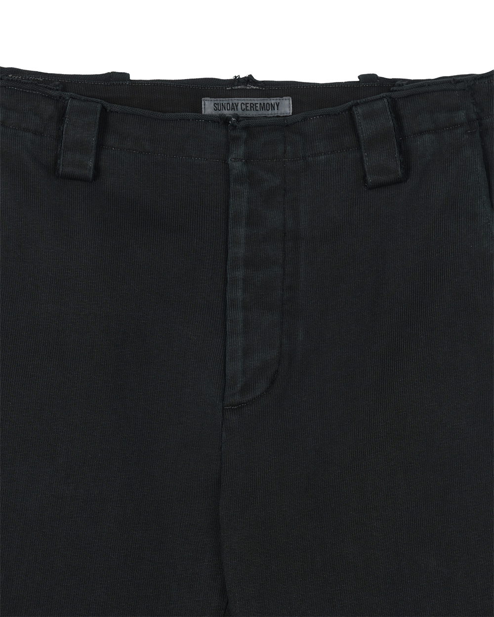 선데이세레머니 피그먼트 다이드 슬럽 컷 오프 팬츠 - 블랙(Sunday Ceremony Pigment Dyed Slub Cut-Off Pants - Black) - 3