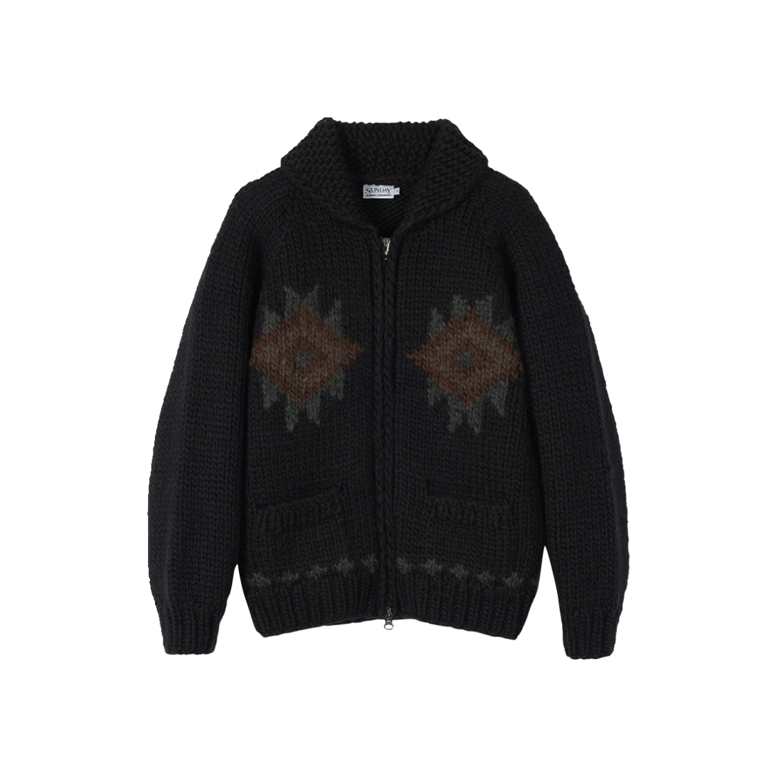 SC26AK-06 Sunday Ceremony Native Wool Hand Knit Cowichan - Black