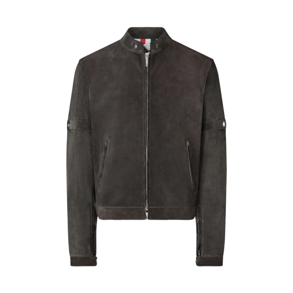 MJO272X-L0198-025 Thom Browne Leather Racer Jacket Dark Grey