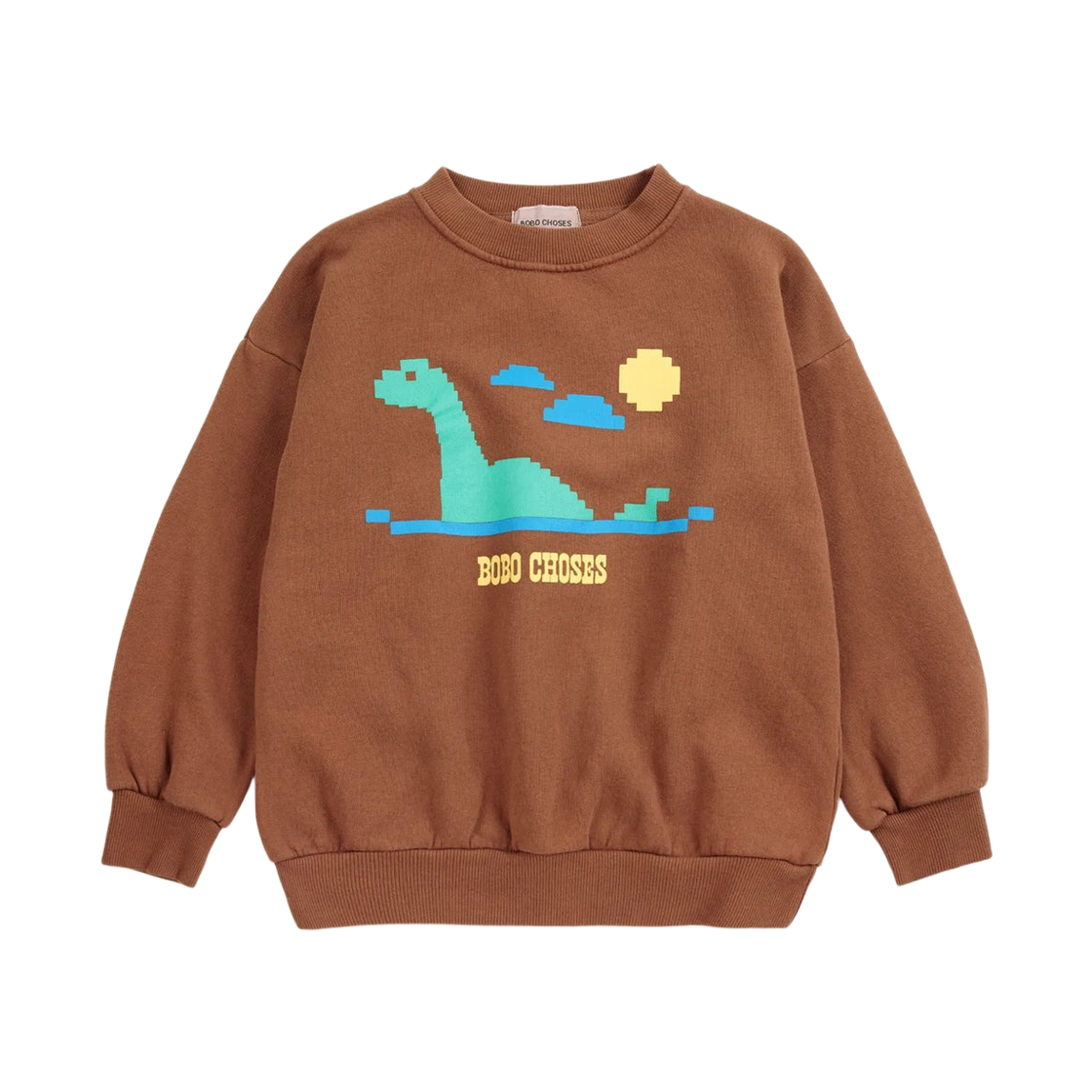 (키즈) 보보쇼즈 레이크 몬스터 스웨트셔츠 다크 브라운((Kids) Bobo Choses Lake Monster Sweatshirt Dark Brown)
