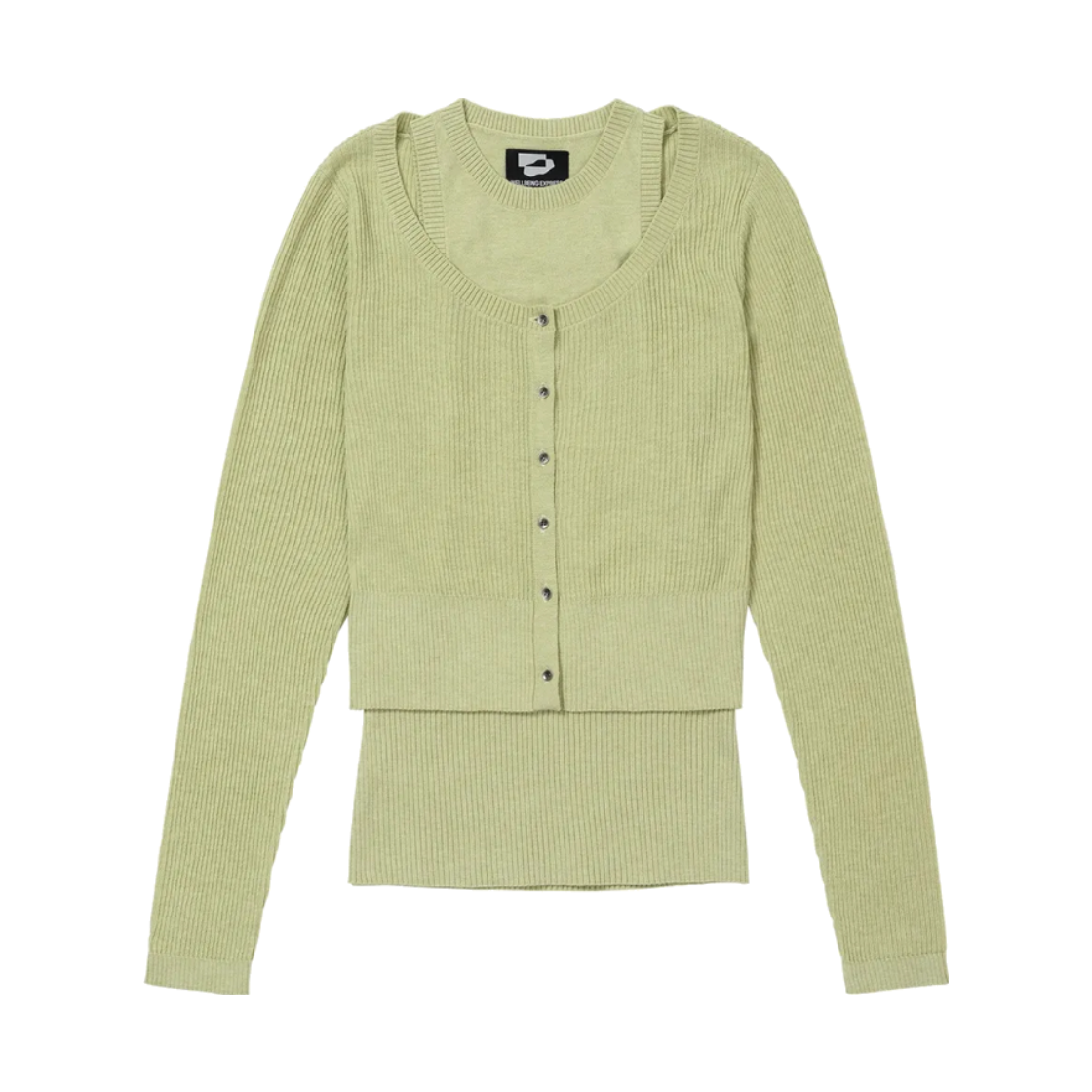 WE253KKNPK06GNA WELLBEING EXPRESS Layered Cardigan Set Green