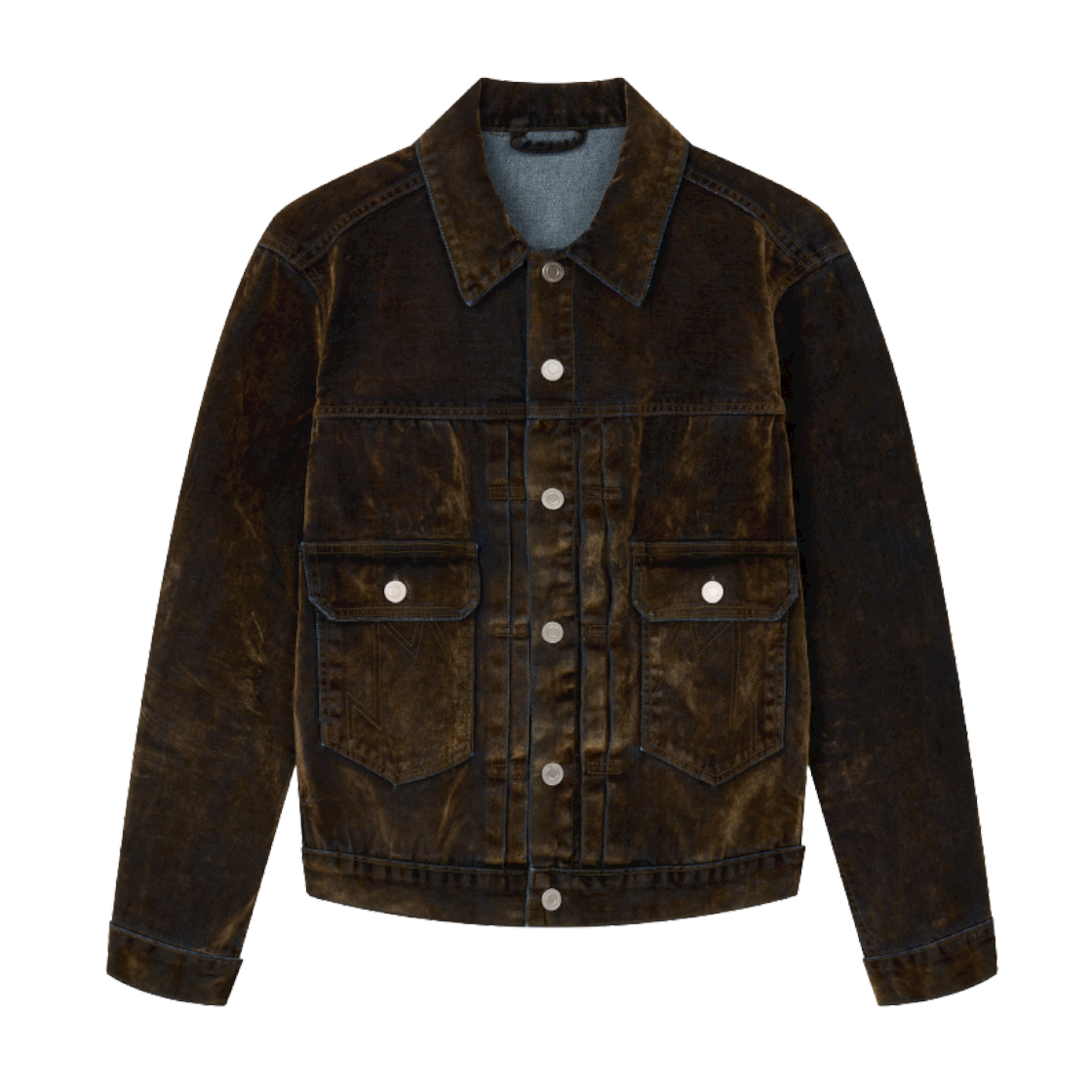 FW26JUJ052OV Hongwoosung Velvet Denim Trucker Jacket_Olive