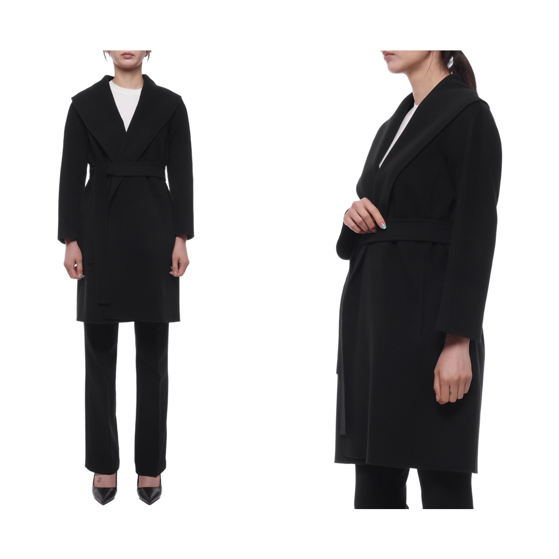[15% 쿠폰] (W) S 막스마라 메시 울 방수 코트 블랙([15% 쿠폰] (W) S Max Mara Messi Wool Robe Coat Black) - 2