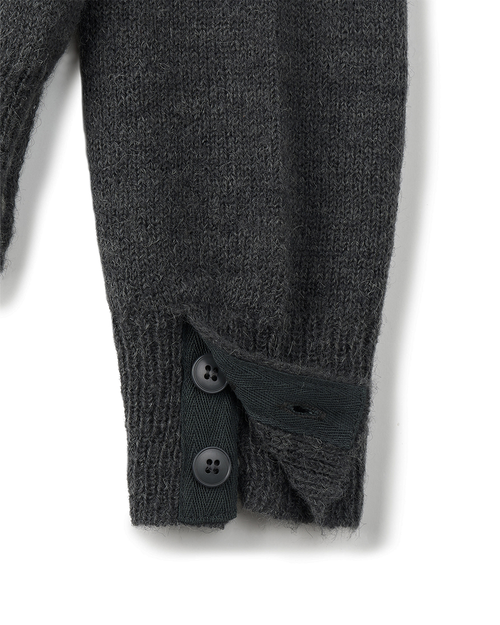 선데이세레머니 투웨이 브이넥 스카프 니트 가디건 - 차콜(Sunday Ceremony 2-Way V-Neck Scarf Knit Cardigan - Charcoal) - 4
