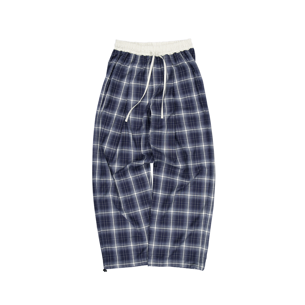 언더마이카 무.203 클래식 로고 체크 와이드 팬츠 네이비(Undermycar Mu.203 Classic Logo Checked Wide Pants Navy)