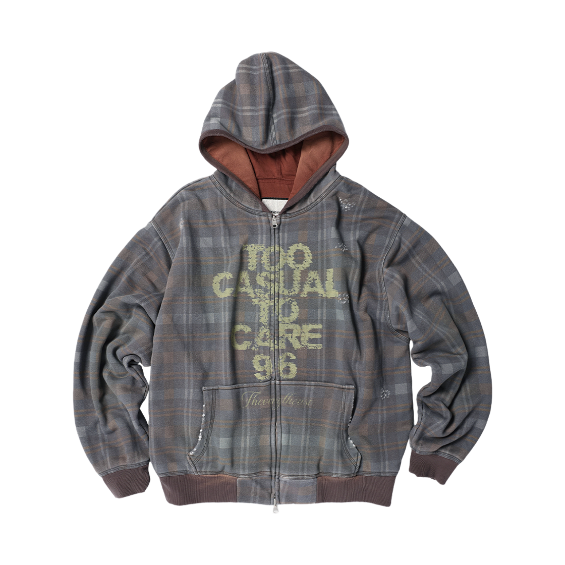더바이닐하우스 리버서블 체크 후디 집업 브라운(Thevinylhouse Reversible Check Hoodie Zip-Up Brown) - 4