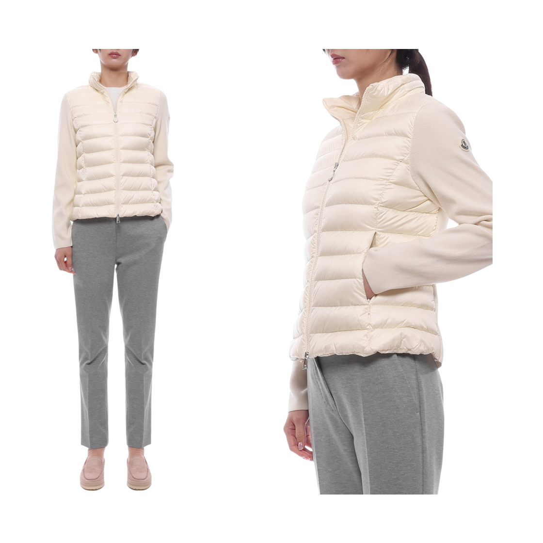 [15% 쿠폰] (W) 몽클레르 패딩 울 집업 가디건 화이트 - 25FW([15% 쿠폰] (W) Moncler Padded Wool Zip-Up Cardigan White - 25FW) - 2