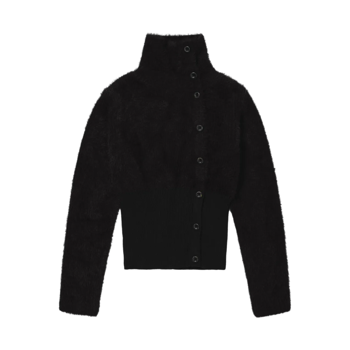 WE253KKNCK01BLK_copy WELLBEING EXPRESS Shaggy Knit Cardigan Black