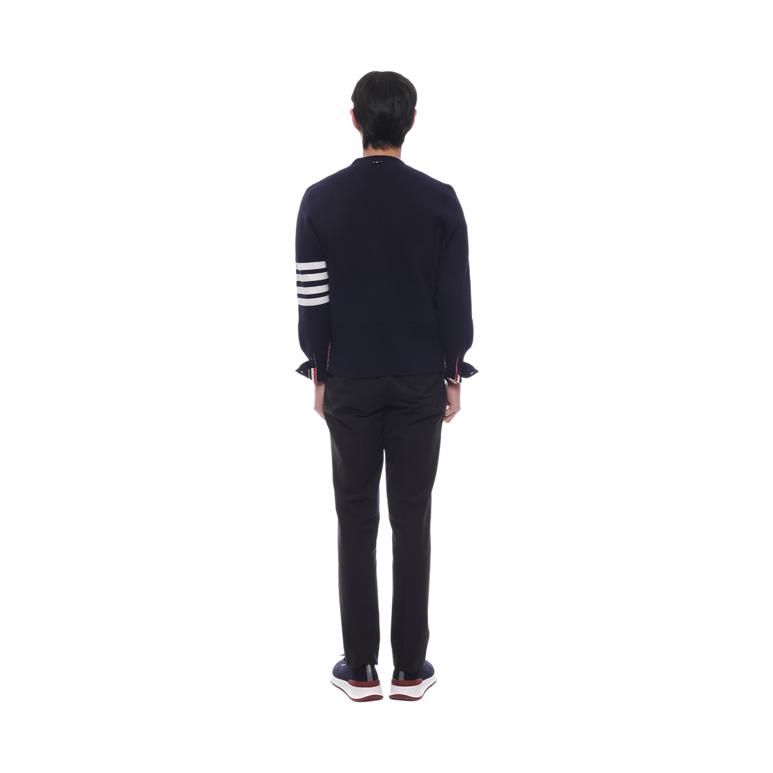 [15% 쿠폰] 톰브라운 밀라노 스티치 파인 메리노 울 사선 브이넥 가디건 네이비([15% 쿠폰] Thom Browne Milano Stitch Fine Merino Wool 4-Bar V-Neck Cardigan Navy) - 5