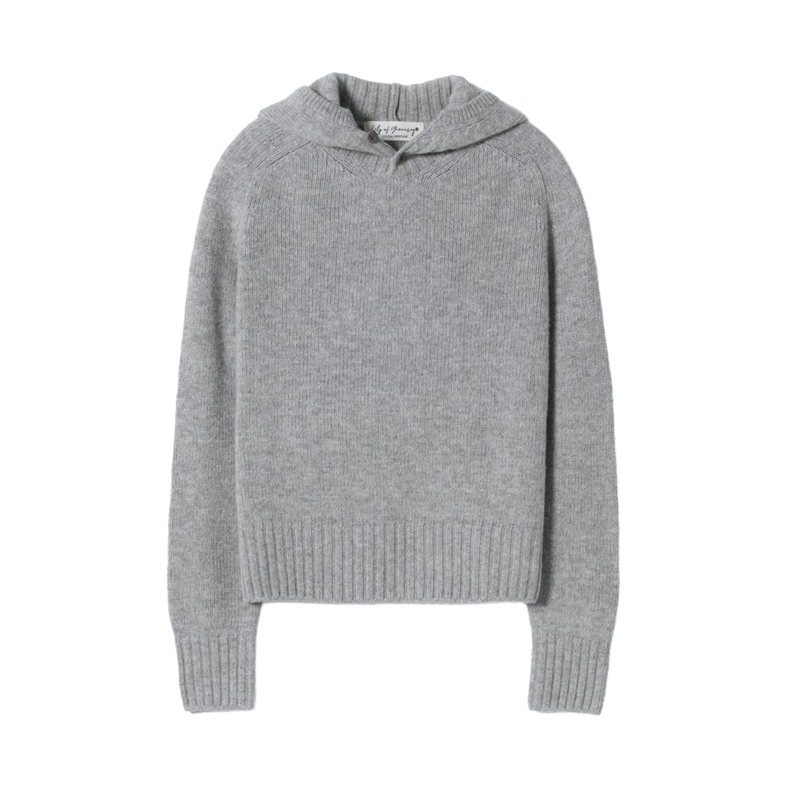 LY26CKN02-gry Lily of Guernsey Air Wool Hooded Button Neck Knit Grey
