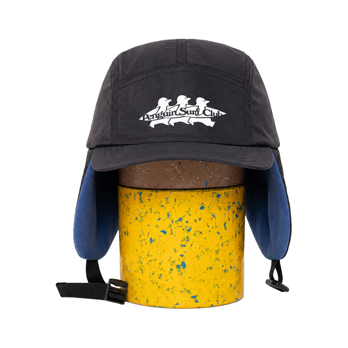 26FW0314 BIGWAVE COLLECTIVE Penguin Surf Club Earflap Hat Black