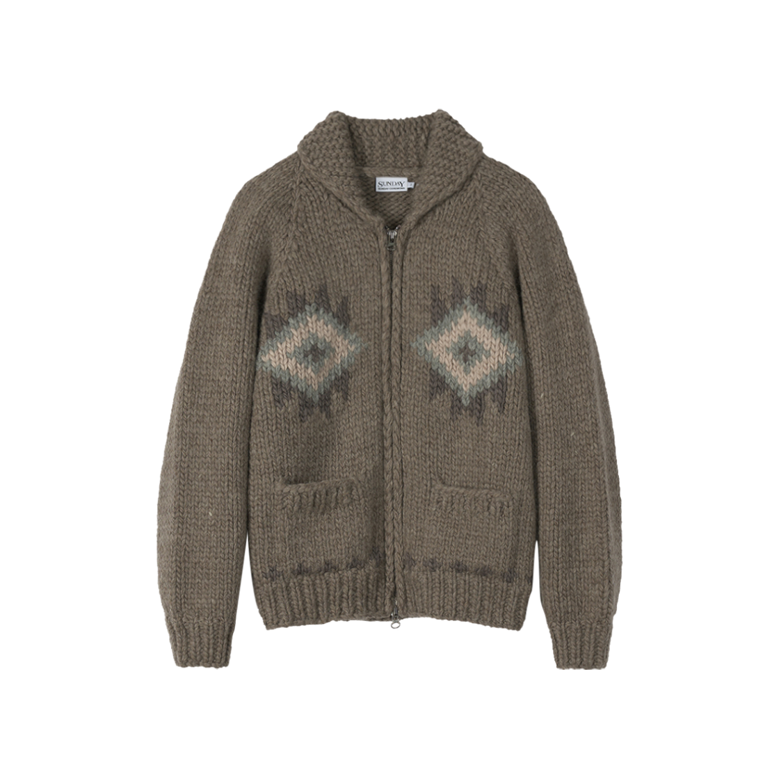 선데이세레머니 네이티브 울 핸드 니트 코위찬 - 오트밀(Sunday Ceremony Native Wool Hand Knit Cowichan - Oatmeal)