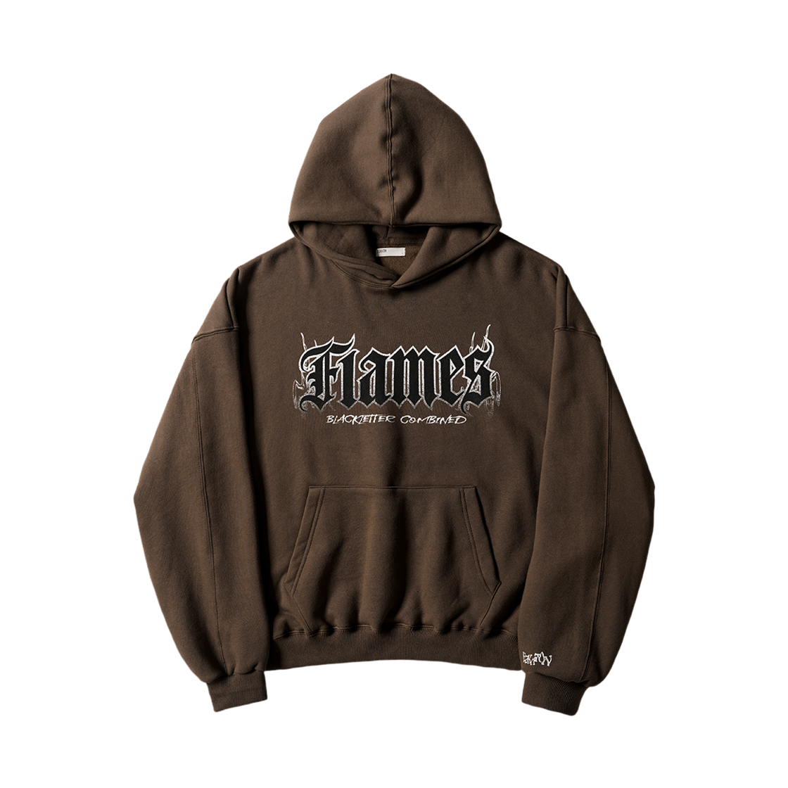 MMHD6978_brown_29 EZKATON Black Flames Hoodie Brown MMHD6978