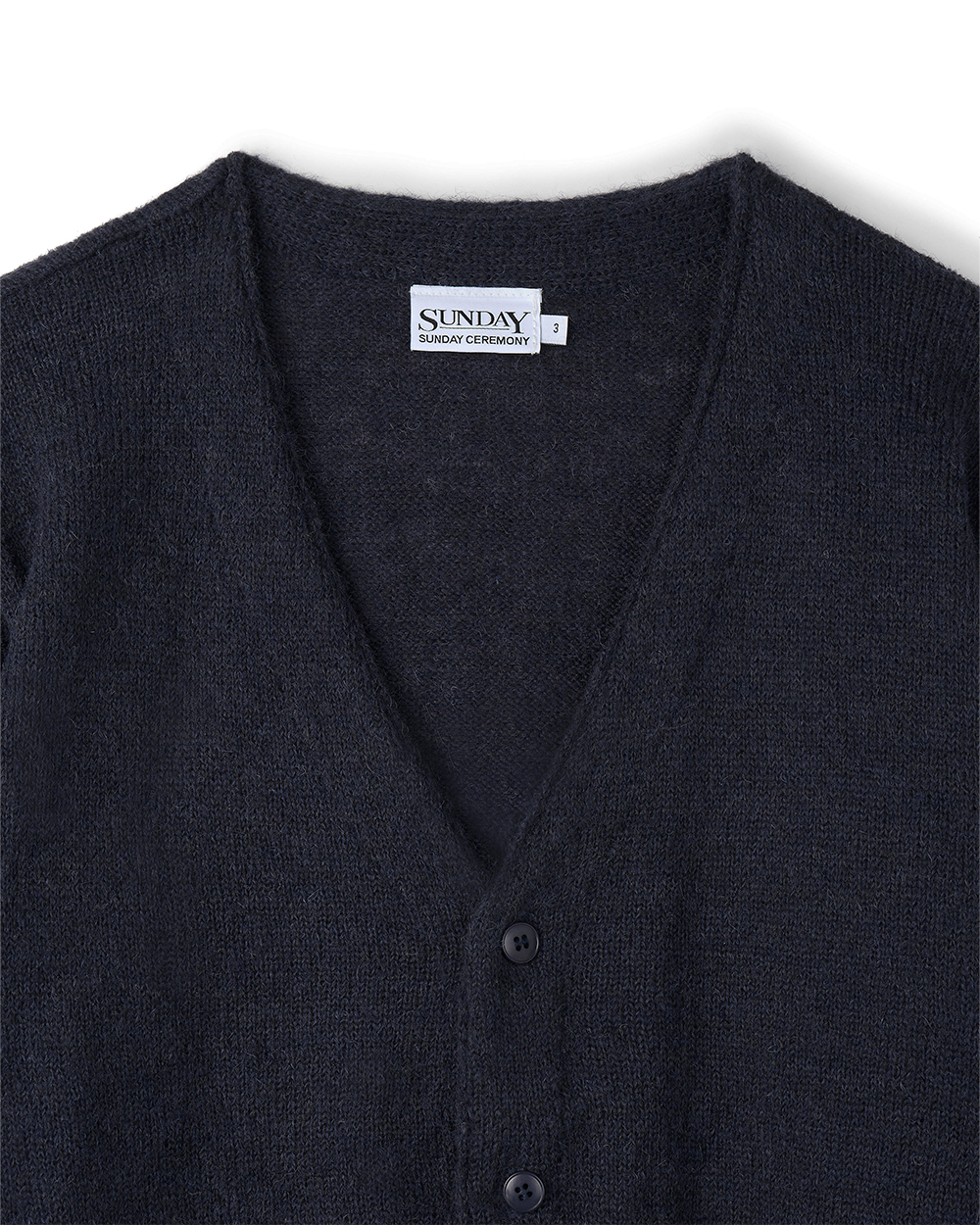 선데이세레머니 투웨이 브이넥 스카프 니트 가디건 - 네이비(Sunday Ceremony 2-Way V-Neck Scarf Knit Cardigan - Navy) - 2