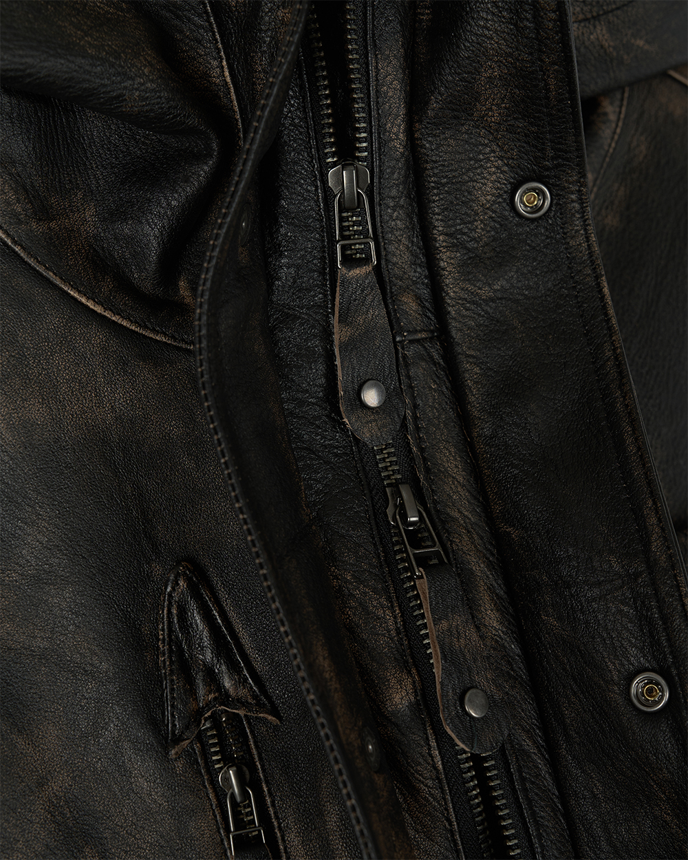 선데이세레머니 디스트레스 워시드 레더 필드 자켓 - 다크 브라운(Sunday Ceremony Distressed Washed Leather Field Jacket - Dark Brown) - 5