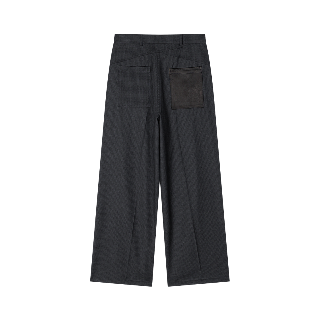웨이비니스 레더 포켓 와이드 트라우저 차콜 체크(Waviness Leather Pocket Wide Trousers Charcoal Check) - 2