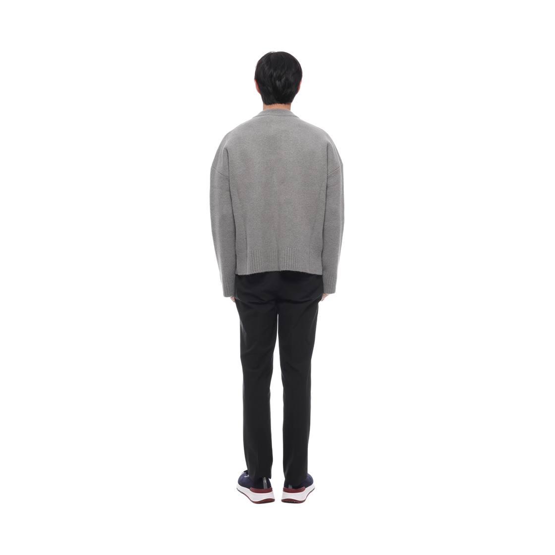 [15% 쿠폰] 아미 빅 하트 로고 알파카 니트 가디건 그레이 오프 화이트([15% 쿠폰] AMI de Coeur Cardigan in Alpaca Knit Grey Off White) - 5