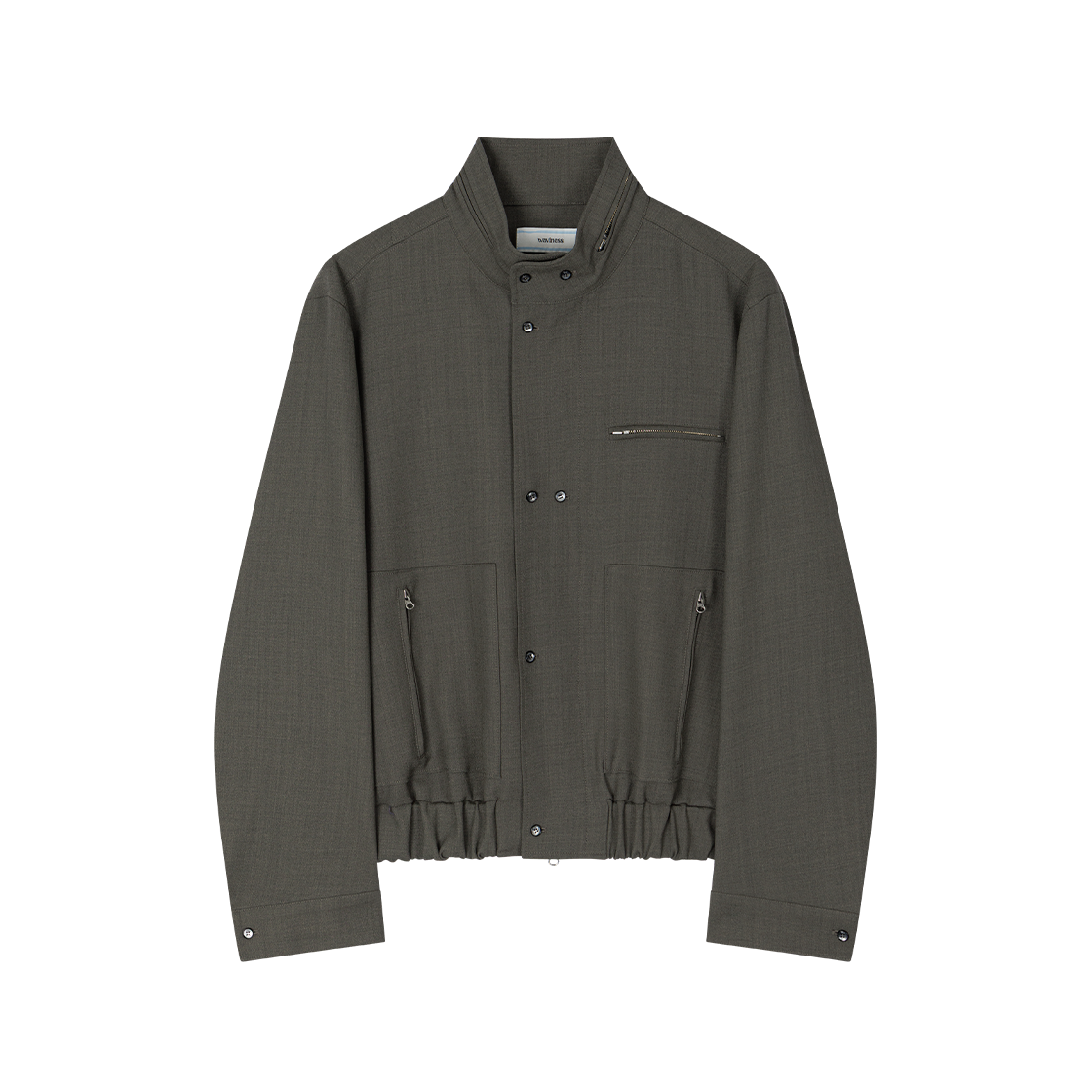 WVNS26307 Waviness Statement Zip Wool Jacket Khaki