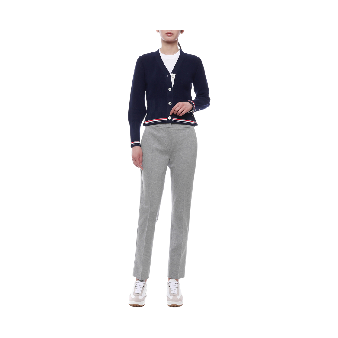 [15% 쿠폰] (W) 톰브라운 클래식 코튼 브이넥 가디건 블루([15% 쿠폰] (W) Thom Browne Classic Cotton V-Neck Cardigan Blue) - 3
