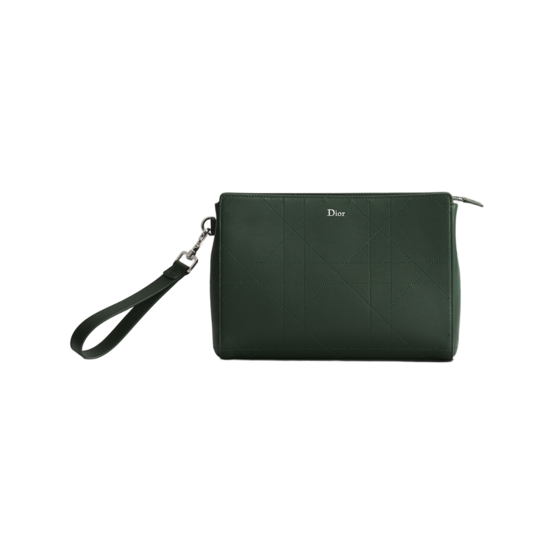 2ESCA676DOQ-H699 Dior A5 Triangle Pouch Cannage Calfskin Vert Cypres