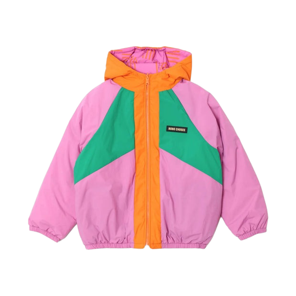 (키즈) 보보쇼즈 올모스트 모이레 올 오버 리버시블 아노락 푸시아((Kids) Bobo Choses Almost Moire All Over Reversible Anorak Fuchsia)