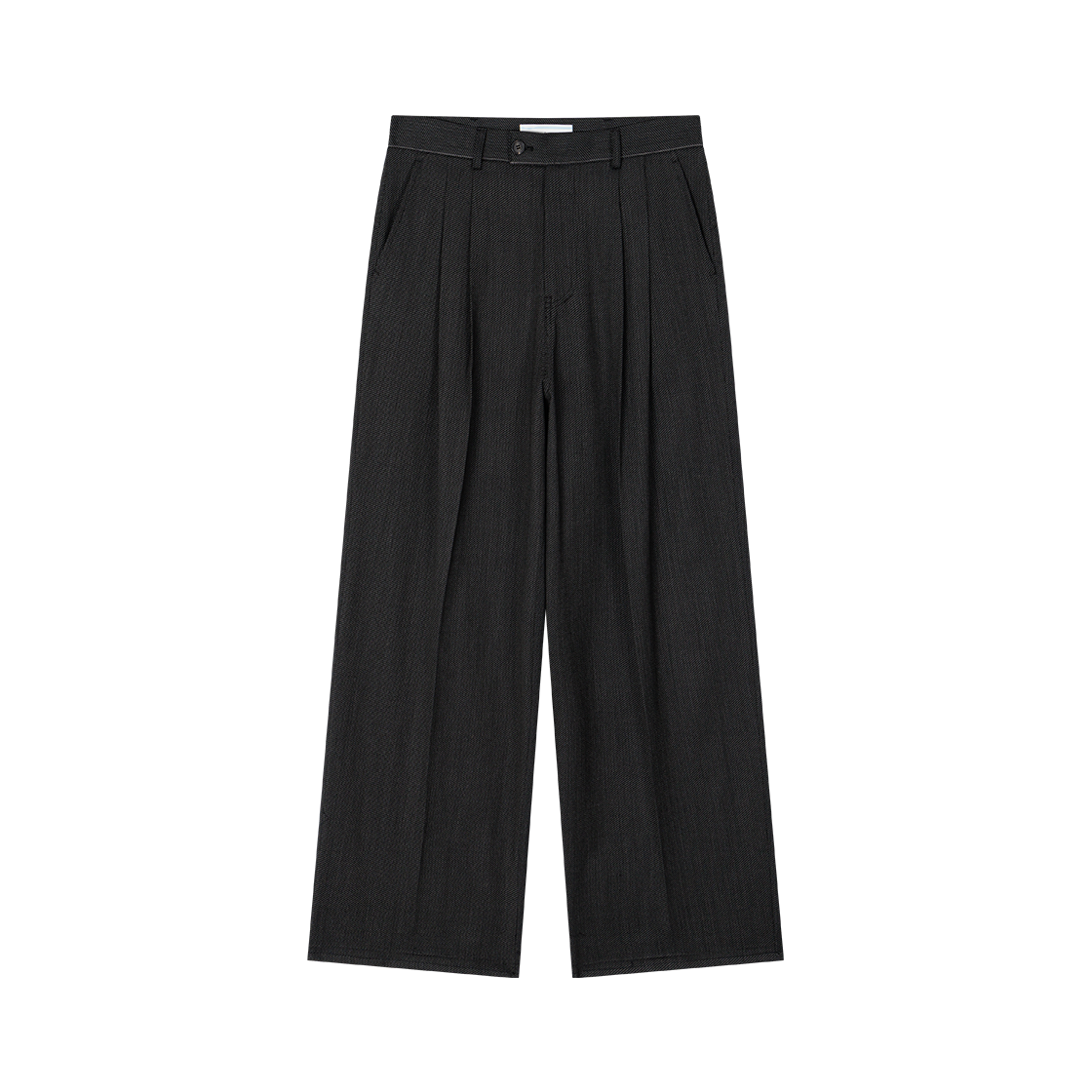 웨이비니스 레더 포켓 와이드 트라우저 블랙 트윌(Waviness Leather Pocket Wide Trousers Black Twill)