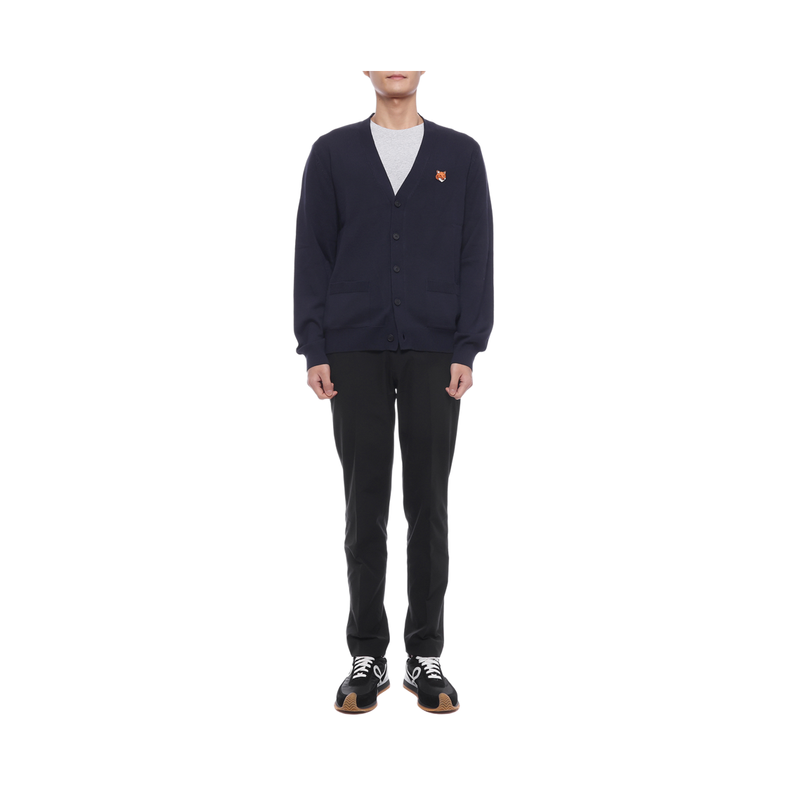 [15% 쿠폰] 메종 키츠네 폭스 헤드 메리노 레귤러 가디건 클래식 네이비([15% 쿠폰] Maison Kitsune Fox Head Merino Regular Cardigan Classic Navy) - 3