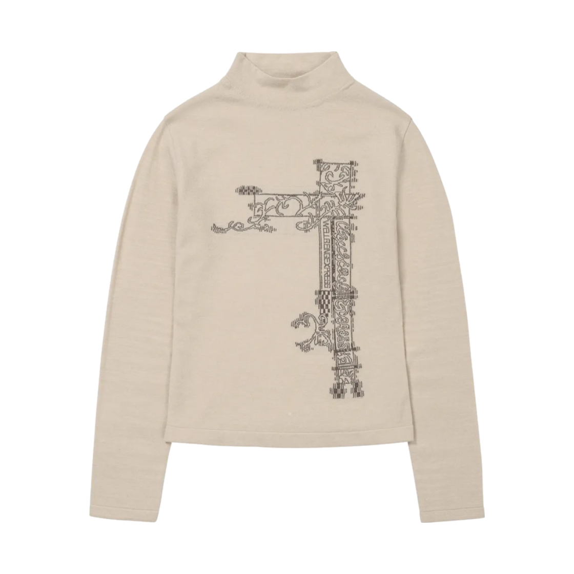 웰빙익스프레스 하이브리드 타투 자카드 니트 베이지(WELLBEING EXPRESS Hybrid Tattoo Jacquard Knit Beige)