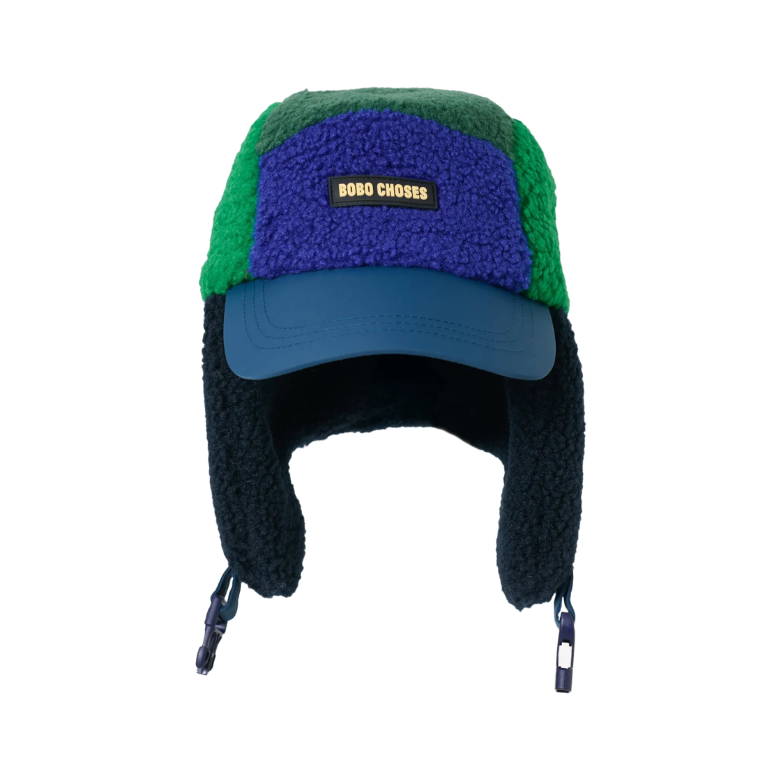 (키즈) 보보쇼즈 컬러 블록 쉽스킨 차프카 네이비 블루((Kids) Bobo Choses Color Block Sheepskin Chapka Navy Blue)