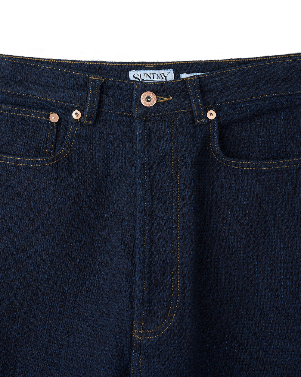 선데이세레머니 재패니즈 사시코 스트레이트 데님 팬츠 - 로우 인디고(Sunday Ceremony Japanese Sashiko Straight Denim Pants - Raw Indigo) - 2