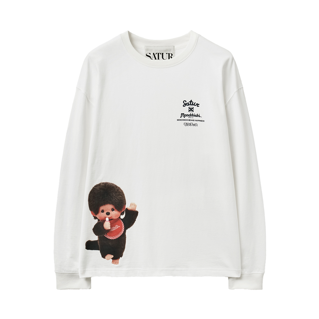 세터 x 몬치치 해피니스 롱 슬리브 화이트(SATUR x Monchhichi Happiness Long Sleeve White)