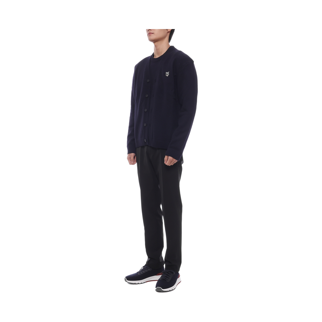 [15% 쿠폰] 메종 키츠네 폭스 헤드 램스울 컴포트 가디건 클래식 네이비([15% 쿠폰] Maison Kitsune Fox Head Lambswool Comfort Cardigan Classic Navy) - 4