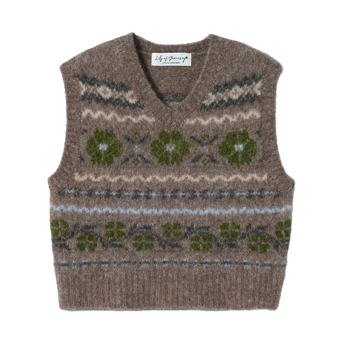 릴리 오브 건지 플랑몽 페어아일 알파카 베스트 베이지(Lily of Guernsey Pleinmont Fair Isle Alpaca Vest Beige) - 1