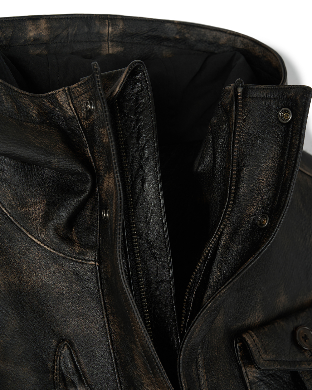 선데이세레머니 디스트레스 워시드 레더 필드 자켓 - 다크 브라운(Sunday Ceremony Distressed Washed Leather Field Jacket - Dark Brown) - 4