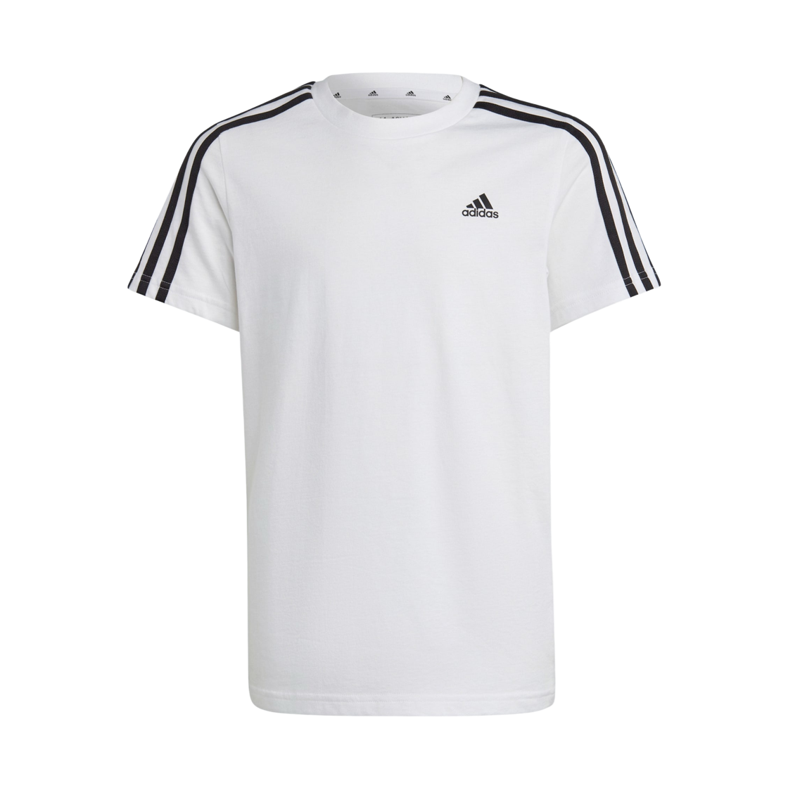 IC0605 (Kids) Adidas Essentials 3-Stripes Cotton T-Shirt White Black - KR Sizing