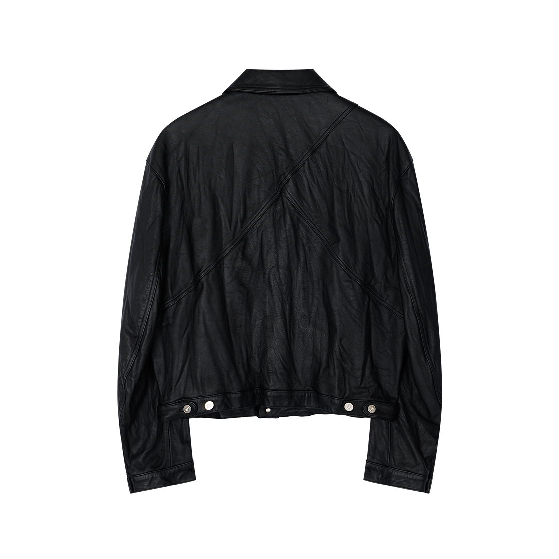 웨이비니스 카우 레더 크리즈 재킷 크리즈 블랙(Waviness Cow Leather Crease Jacket Crease Black) - 2