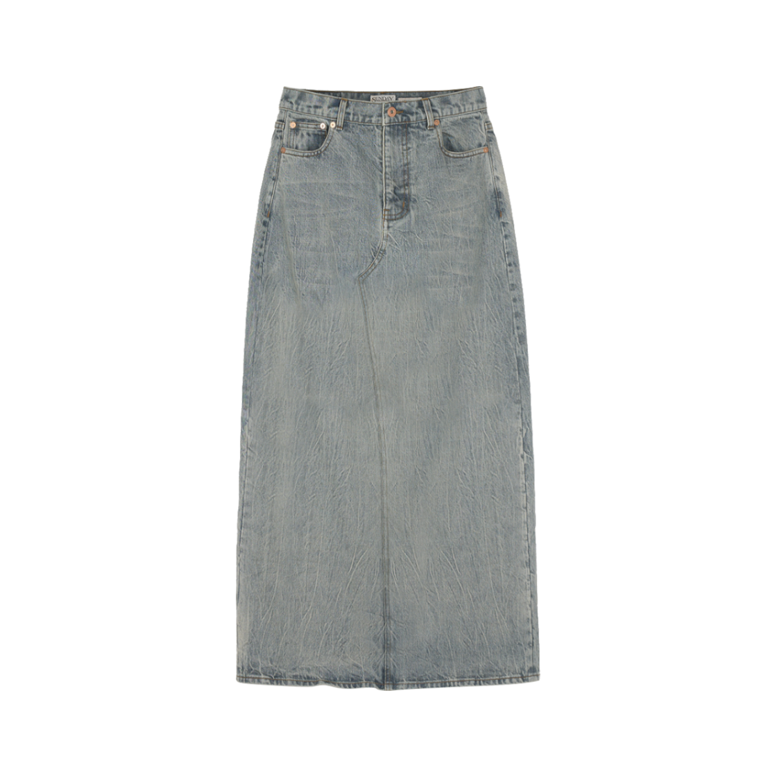 선데이세레머니 재패니즈 데님 맥시 스커트 - 에이징 블루(Sunday Ceremony Japanese Denim Maxi Skirt - Ageing Blue) - 1