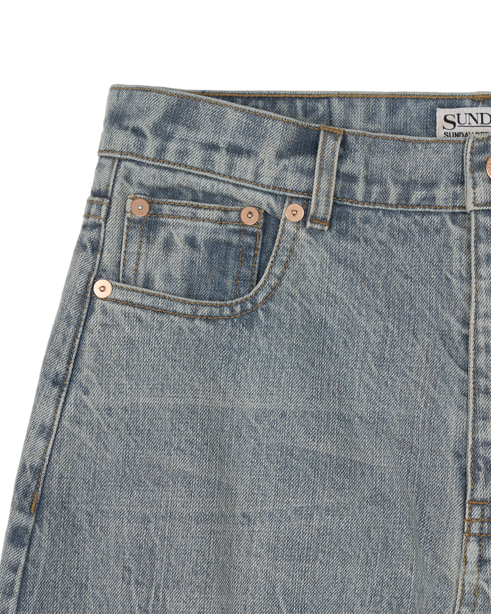 선데이세레머니 재패니즈 데님 맥시 스커트 - 에이징 블루(Sunday Ceremony Japanese Denim Maxi Skirt - Ageing Blue) - 3