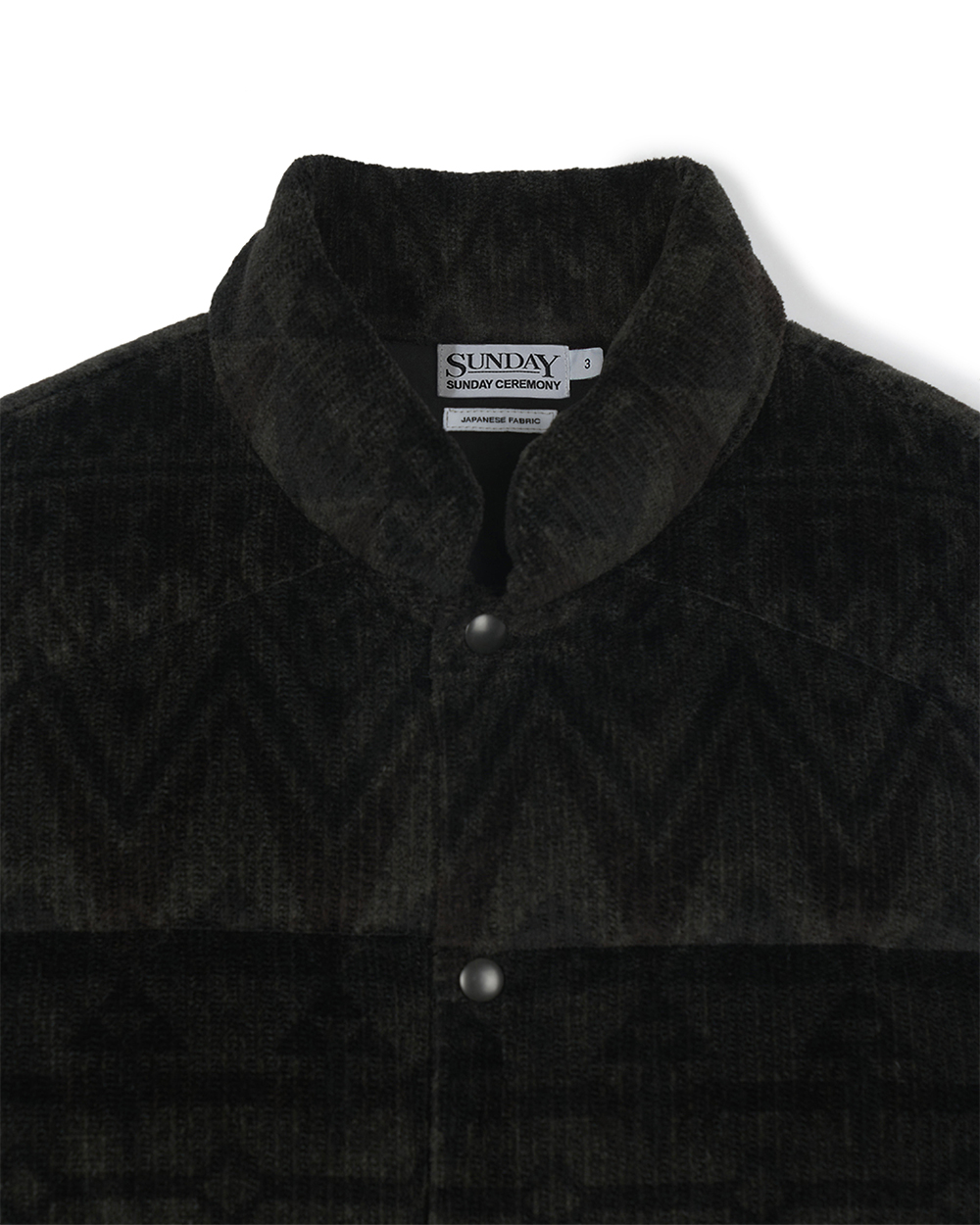 선데이세레머니 재패니즈 에스닉 패턴 패딩 베스트 - 차콜(Sunday Ceremony Japanese Ethnic Pattern Padded Vest - Charcoal) - 2