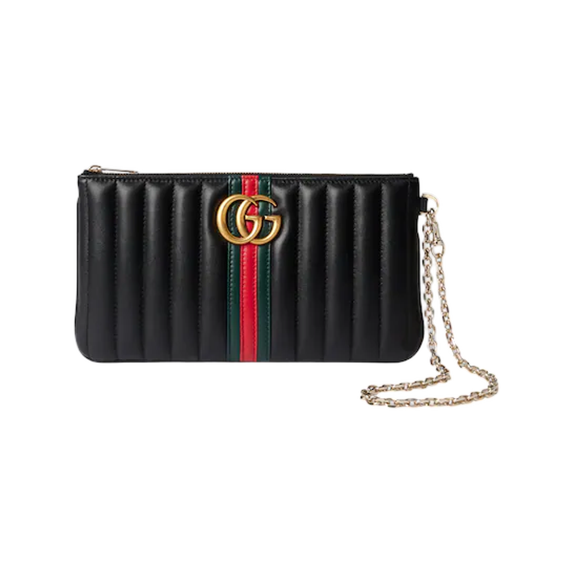 A006X2-AAG8N-1068 Gucci GG Marmont Pouch With Strap Black Green Red