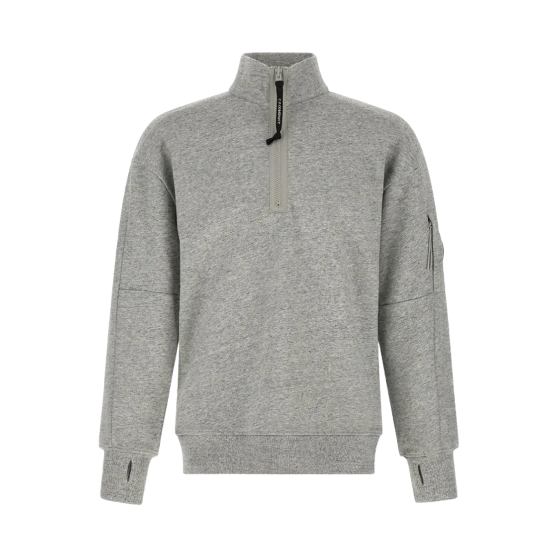 21CMSS033A005086WM94 C.P. Company Diagonal Raised Fleece Lens Half Zip Sweatshirt Greystone Melange - 26FW