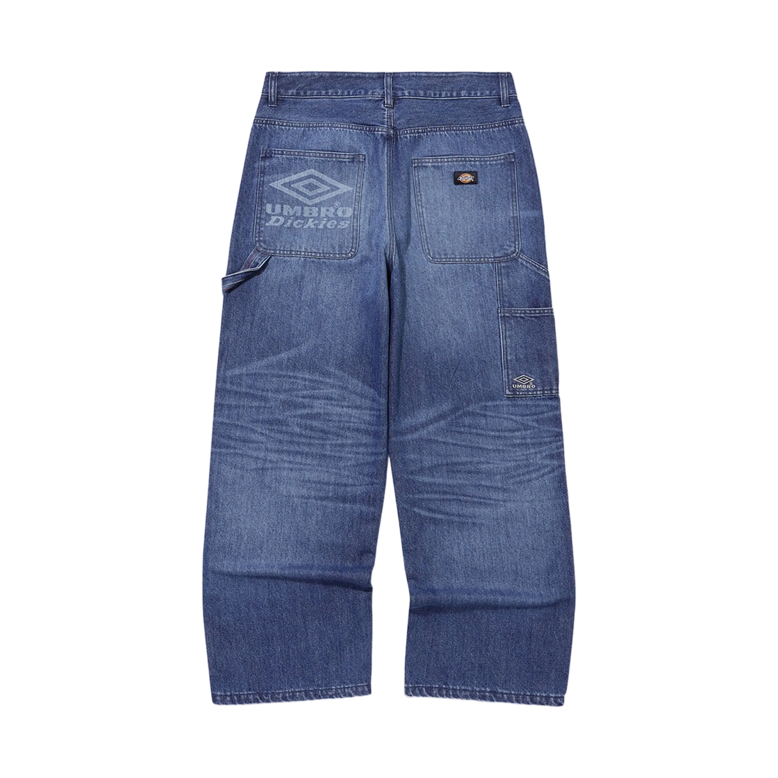 엄브로 x 디키즈 x 수원 삼성 블루윙즈 레이저 워싱 데님 와이드핏 팬츠 데님(Umbro x Dickies x Suwon Samsung Bluewings Laser Washed Denim Wide Fit Pants Denim)