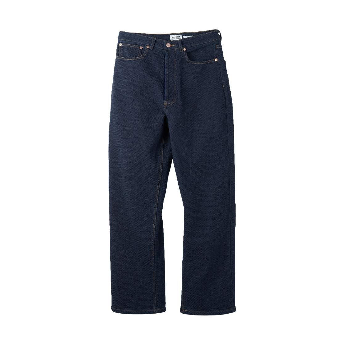 선데이세레머니 재패니즈 사시코 스트레이트 데님 팬츠 - 로우 인디고(Sunday Ceremony Japanese Sashiko Straight Denim Pants - Raw Indigo) - 1