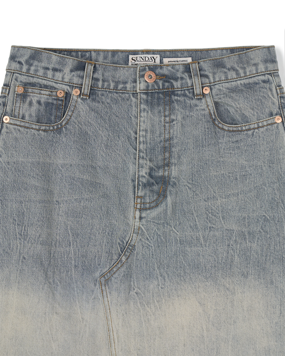 선데이세레머니 재패니즈 데님 맥시 스커트 - 에이징 블루(Sunday Ceremony Japanese Denim Maxi Skirt - Ageing Blue) - 2