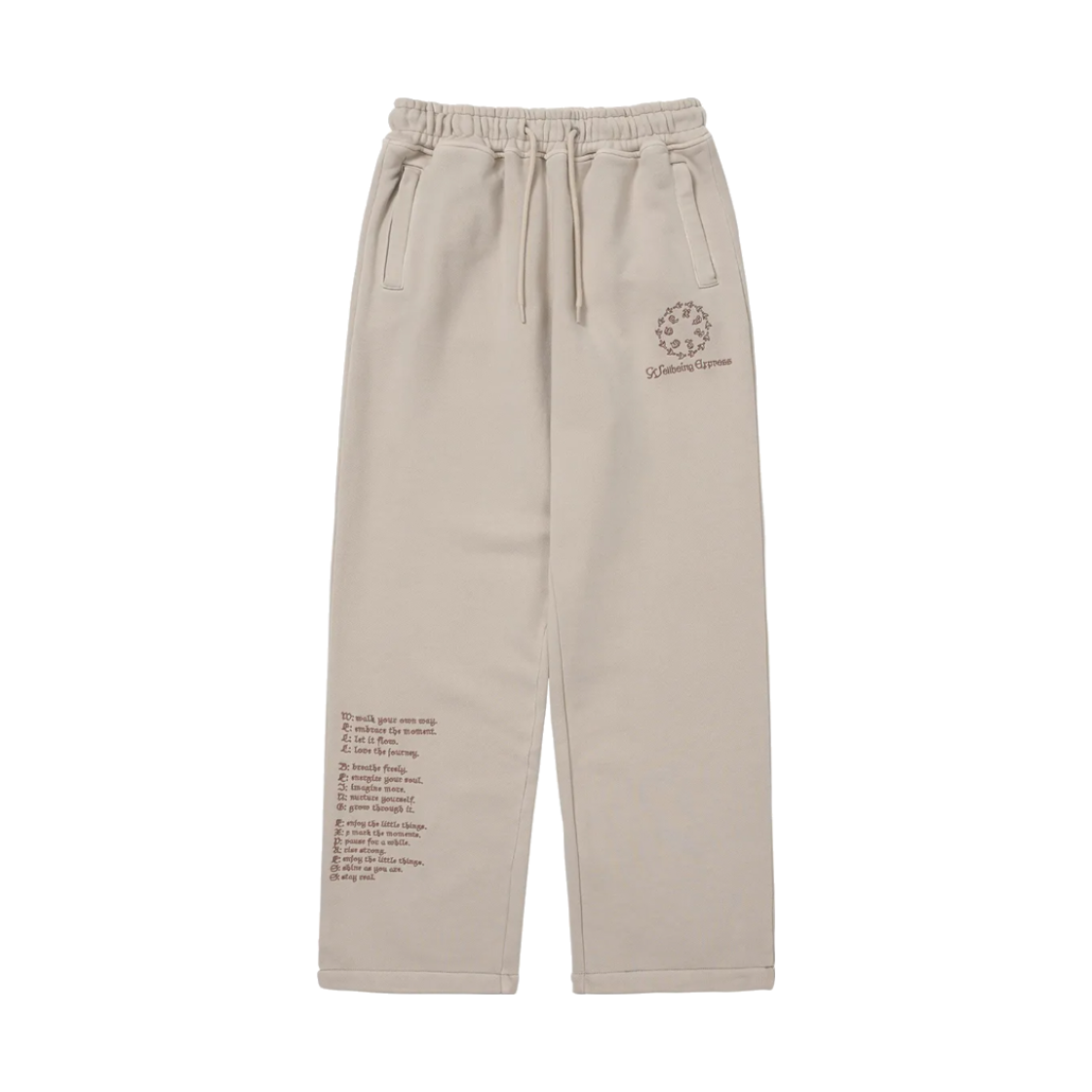 WE253TPAOP01ASB WELLBEING EXPRESS Message Sweat Pants Ash Beige