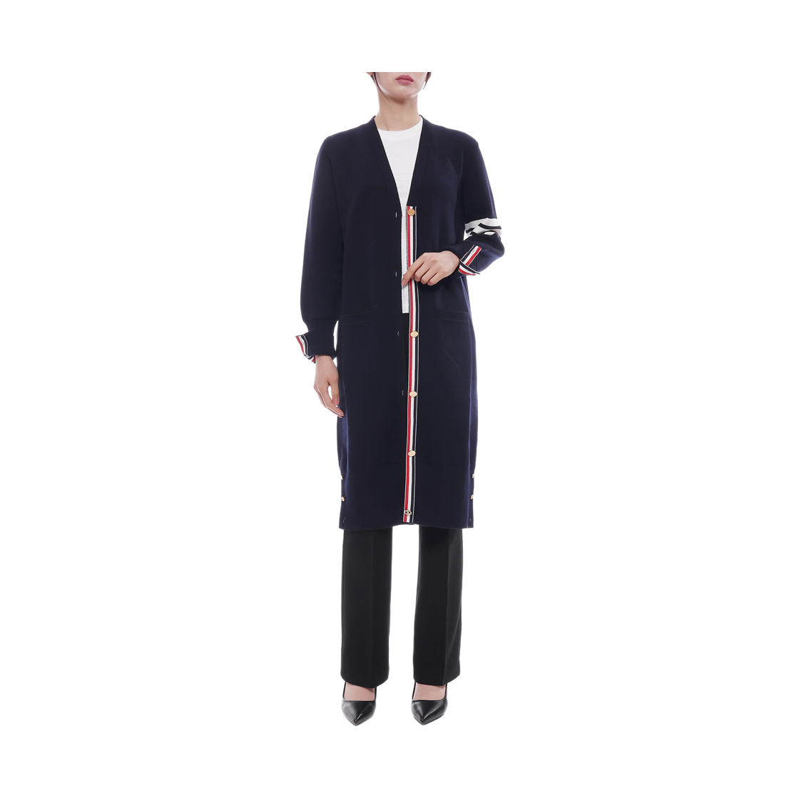 [15% 쿠폰] (W) 톰브라운 밀라노 파인 메리노 가디건 네이비([15% 쿠폰] (W) Thom Browne Milano Fine Merino Cardigan Navy) - 3