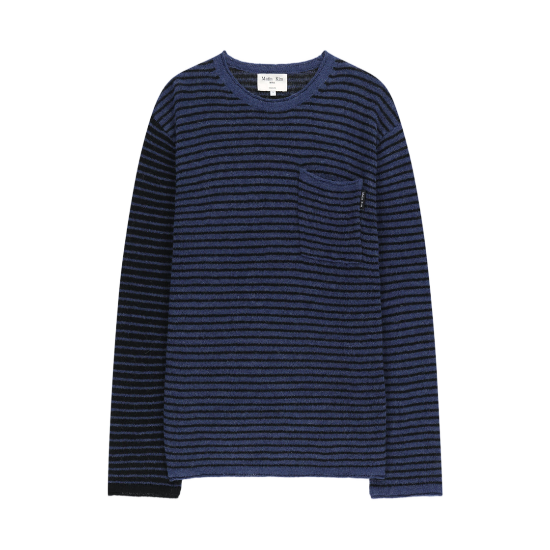 MK269OPO338UBL Matin Kim Multi Stripe Alpaca Blended Knit Pullover In Blue