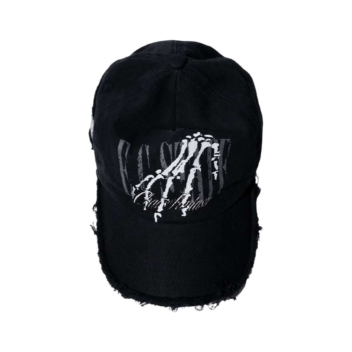 이티씨이 스컬 핸드 로우 엣지 캡 블랙(ETCE Skull Hand Raw Edge Cap Black)