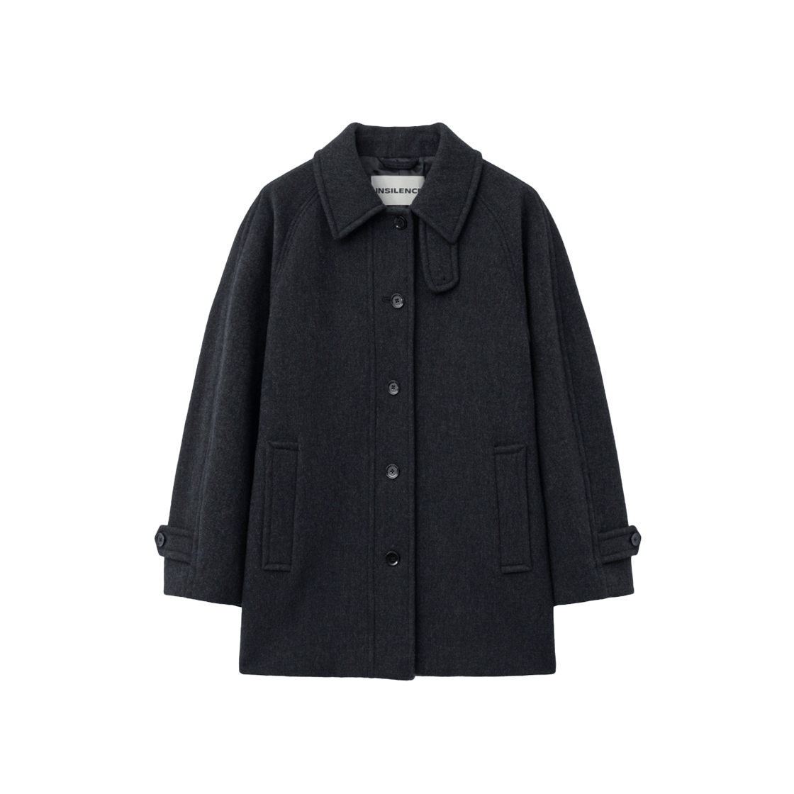 인사일런스우먼 소프트 하프 발마칸 코트 멜란지 차콜(INSILENCE WOMEN Soft Half Balmacaan Coat MELANGE CHARCOAL)