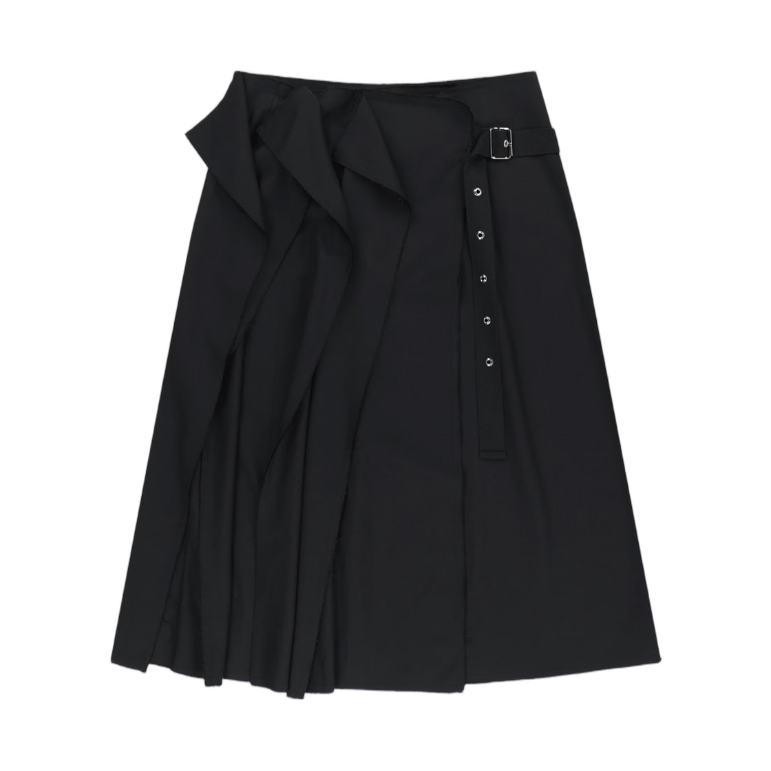 MK269OSK024MBB (W) Matin Kim Raw Edge Flap Belted Skirt In Black